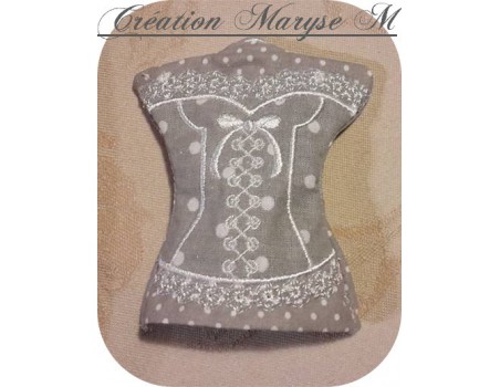 Motif de broderie machine bustier porte clé à ruban  ITH