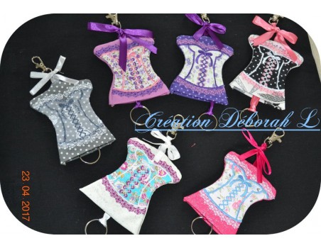 machine embroidery design  Bustier keychain ITH