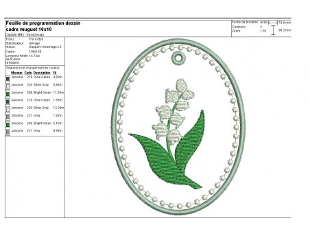 Motif de broderie machine muguet