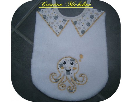 machine embroidery design  Bib collar polo  ITH