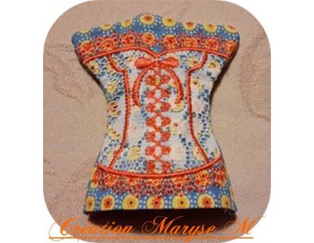 Motif de broderie machine bustier porte clé à ruban  ITH