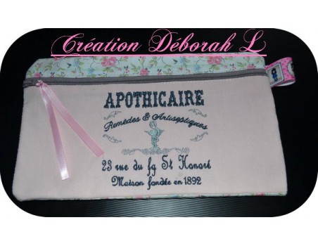 Motif de broderie machine apothicaire 