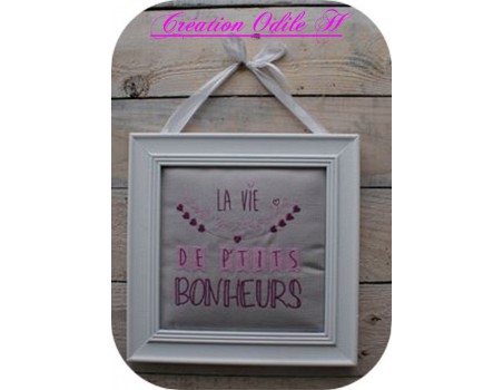 Motif de broderie machine texte humour petits bonheurs