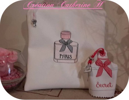 Motif de broderie machine flacon de parfum Pris