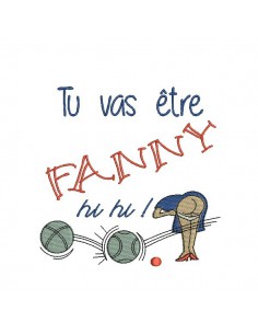 Motif de broderie machine partie de pétanque Fanny