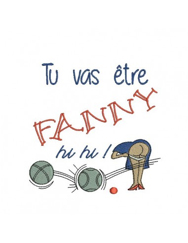 Motif de broderie machine partie de pétanque Fanny