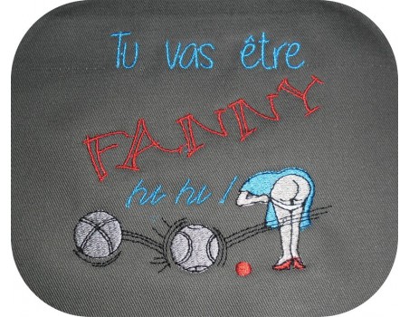 Motif de broderie machine partie de pétanque Fanny