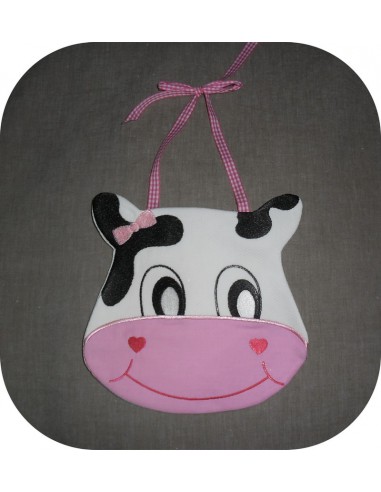 Motif de broderie machine Bavoir vache ITH