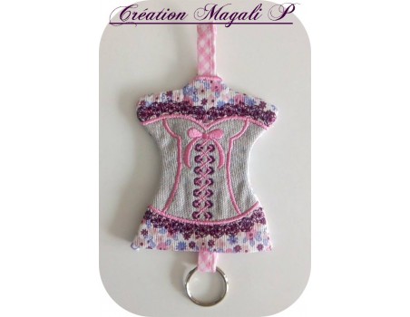 machine embroidery design  Bustier keychain ITH