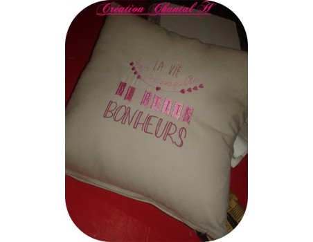 Motif de broderie machine texte humour petits bonheurs