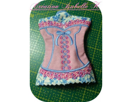 Motif de broderie machine bustier porte clé à ruban  ITH