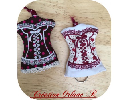 machine embroidery design  Bustier keychain ITH