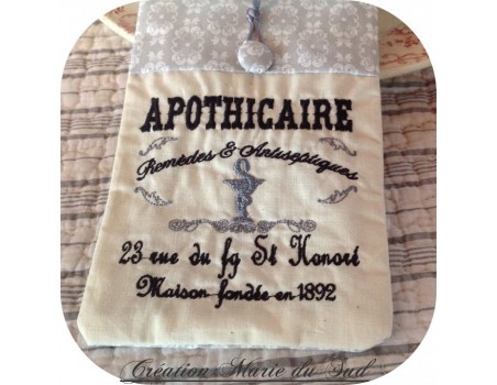 Motif de broderie machine apothicaire 