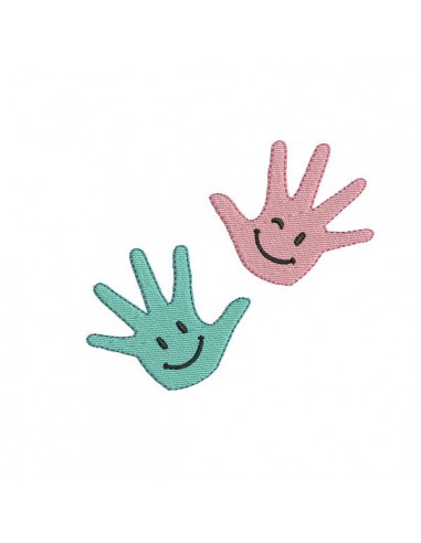 embroidery design applique Children hands with smileys