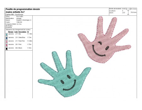 embroidery design applique Children hands with smileys