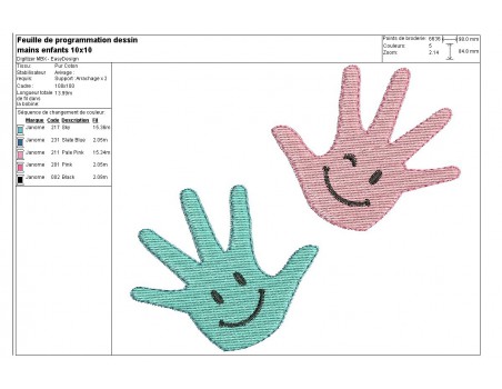 embroidery design applique Children hands with smileys