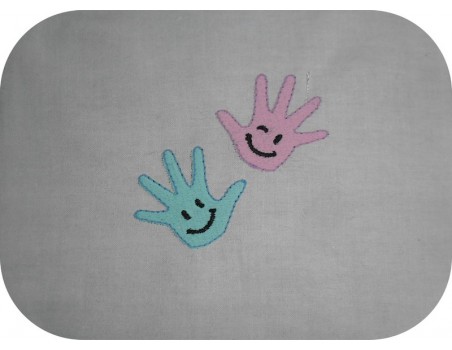 embroidery design applique Children hands with smileys