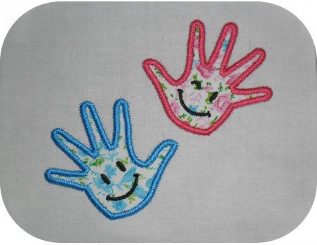 Motif de broderie  appliqué mains d'enfants smiley