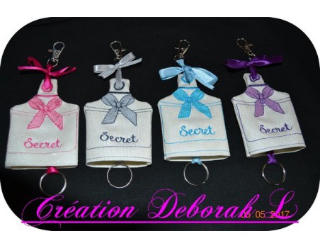 machine embroidery design  Ribbon key holder  ITH