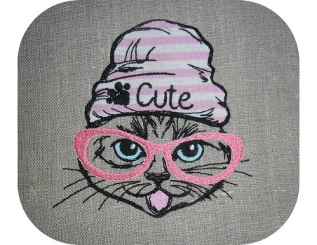 Motif de broderie machine chat cute appliqué