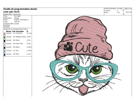 Instant download machine embroidery  cat so cute