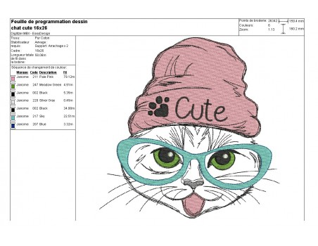 Instant download machine embroidery  cat so cute