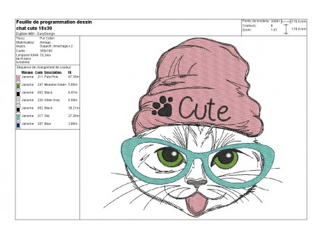 Instant download machine embroidery  cat so cute