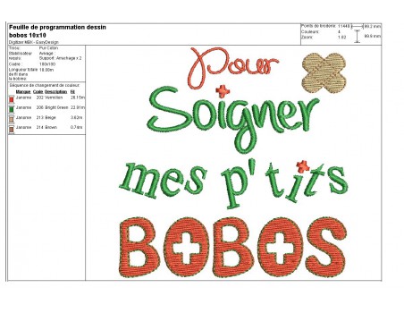 Motif de broderie machine bobos