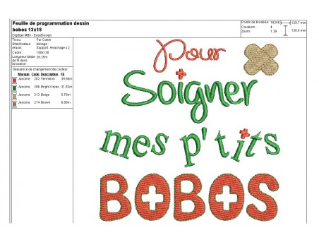 Motif de broderie machine bobos