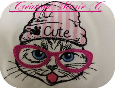 Motif de broderie machine chat cute appliqué