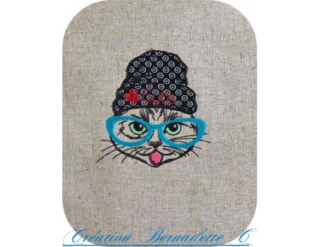 Motif de broderie machine chat cute appliqué