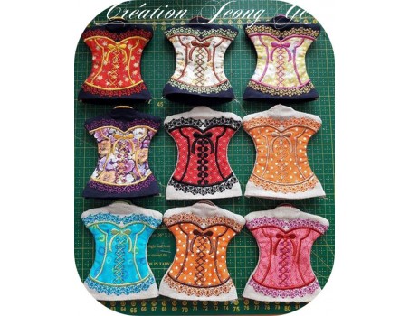 Motif de broderie machine bustier porte clé à ruban  ITH