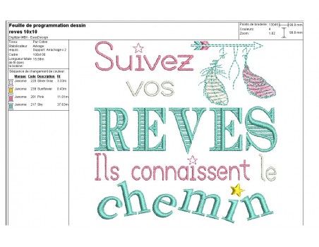 Motif de broderie machine rêves