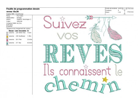 Motif de broderie machine rêves