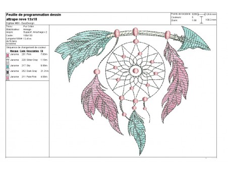 Motif de broderie machine attrape rêves