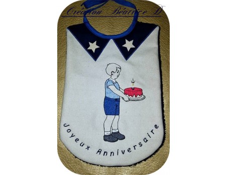 Motif de broderie machine vintage garçon anniversaire