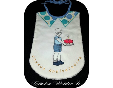 Motif de broderie machine vintage garçon anniversaire