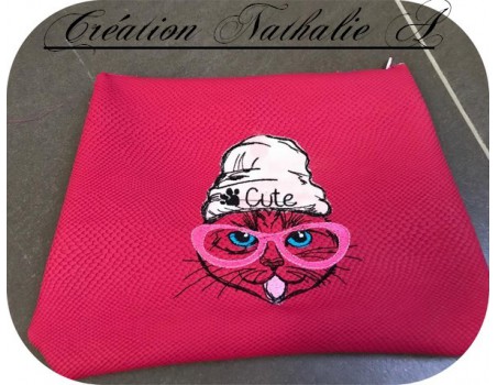 Motif de broderie machine chat cute appliqué