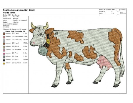 Motif de broderie machine vache