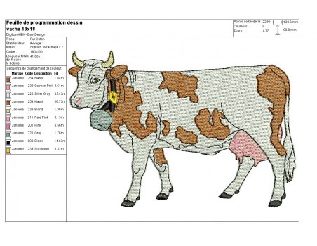 Motif de broderie machine vache