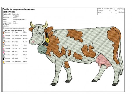 Motif de broderie machine vache