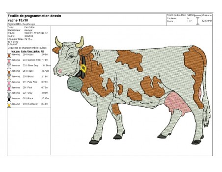 embroidery design cow bib ITH