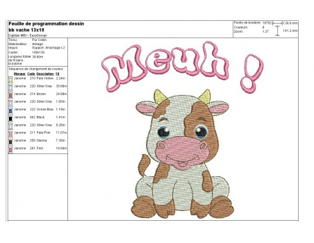 embroidery design cow