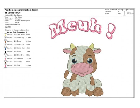 embroidery design cow