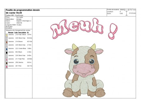 embroidery design cow