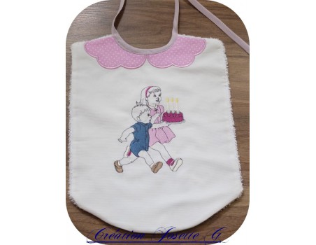 Motif de broderie machine vintage enfants anniversaire