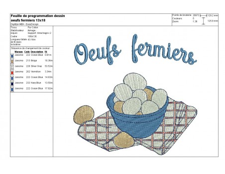 Motif de broderie machine oeufs fermiers