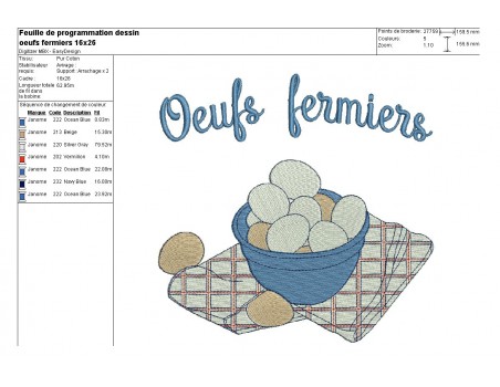 Motif de broderie machine oeufs fermiers