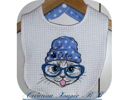 Motif de broderie machine chat cute appliqué