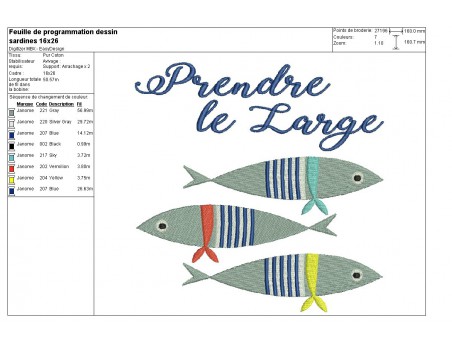 Motif de broderie machine sardines